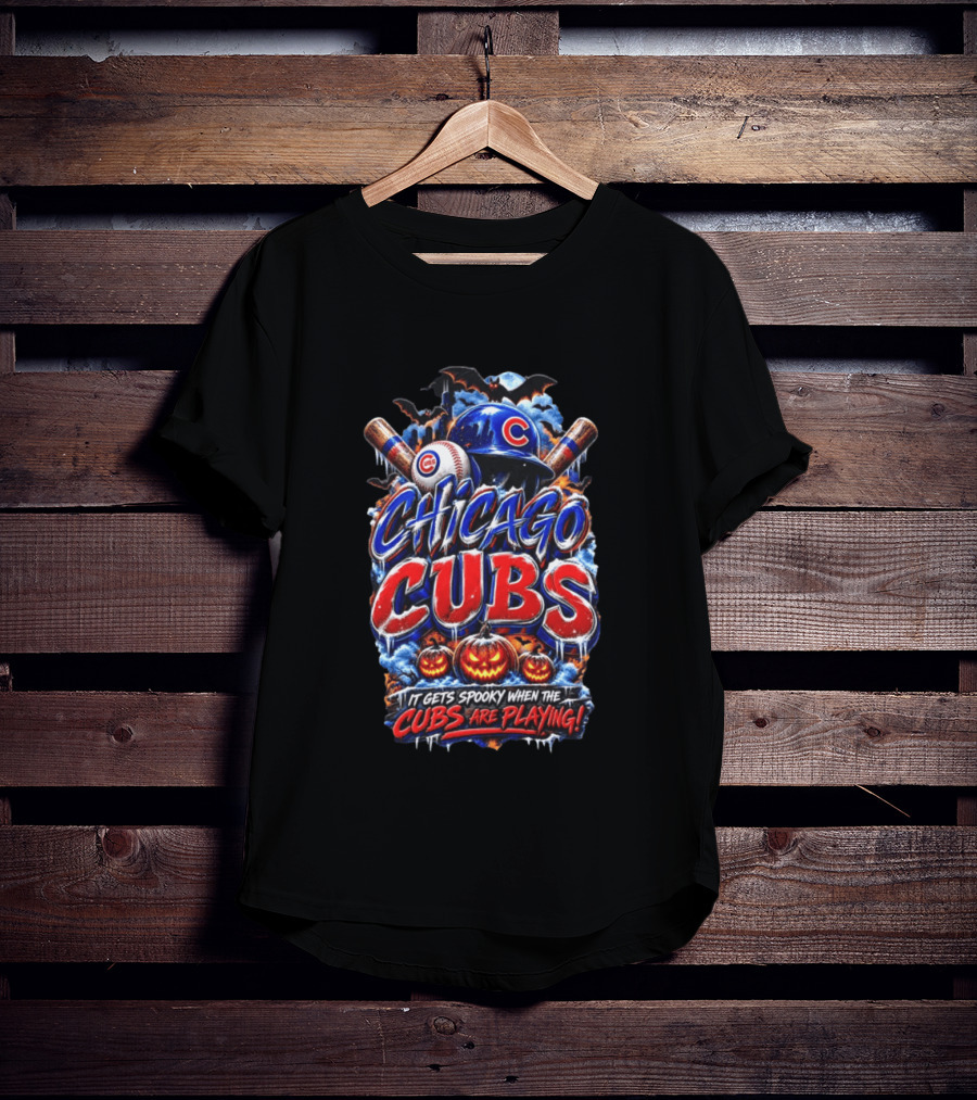 Chicago Cubs Halloween Spooky Baseball T-Shirt