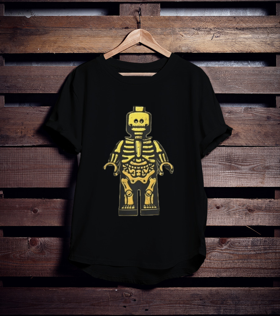 Lego Yellow Minifigure Skeleton X Ray Distressed Bones Line T-Shirt