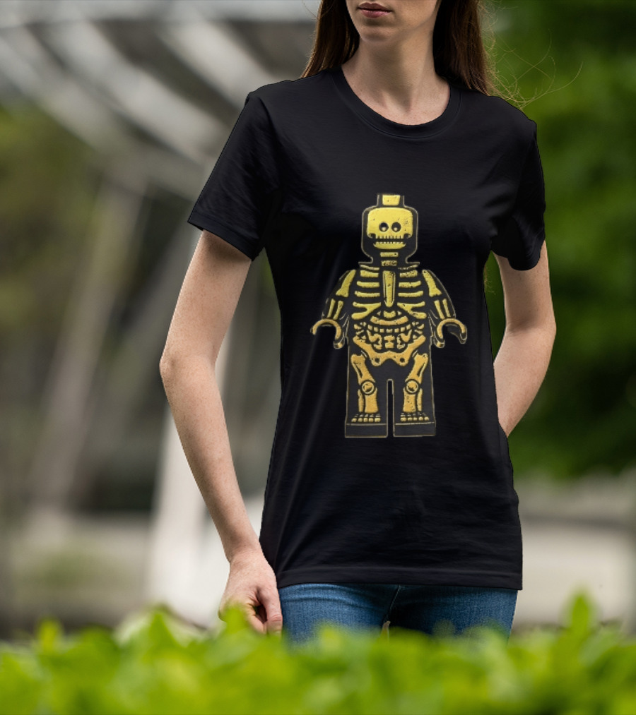 Lego Yellow Minifigure Skeleton X Ray Distressed Bones Line T-Shirt