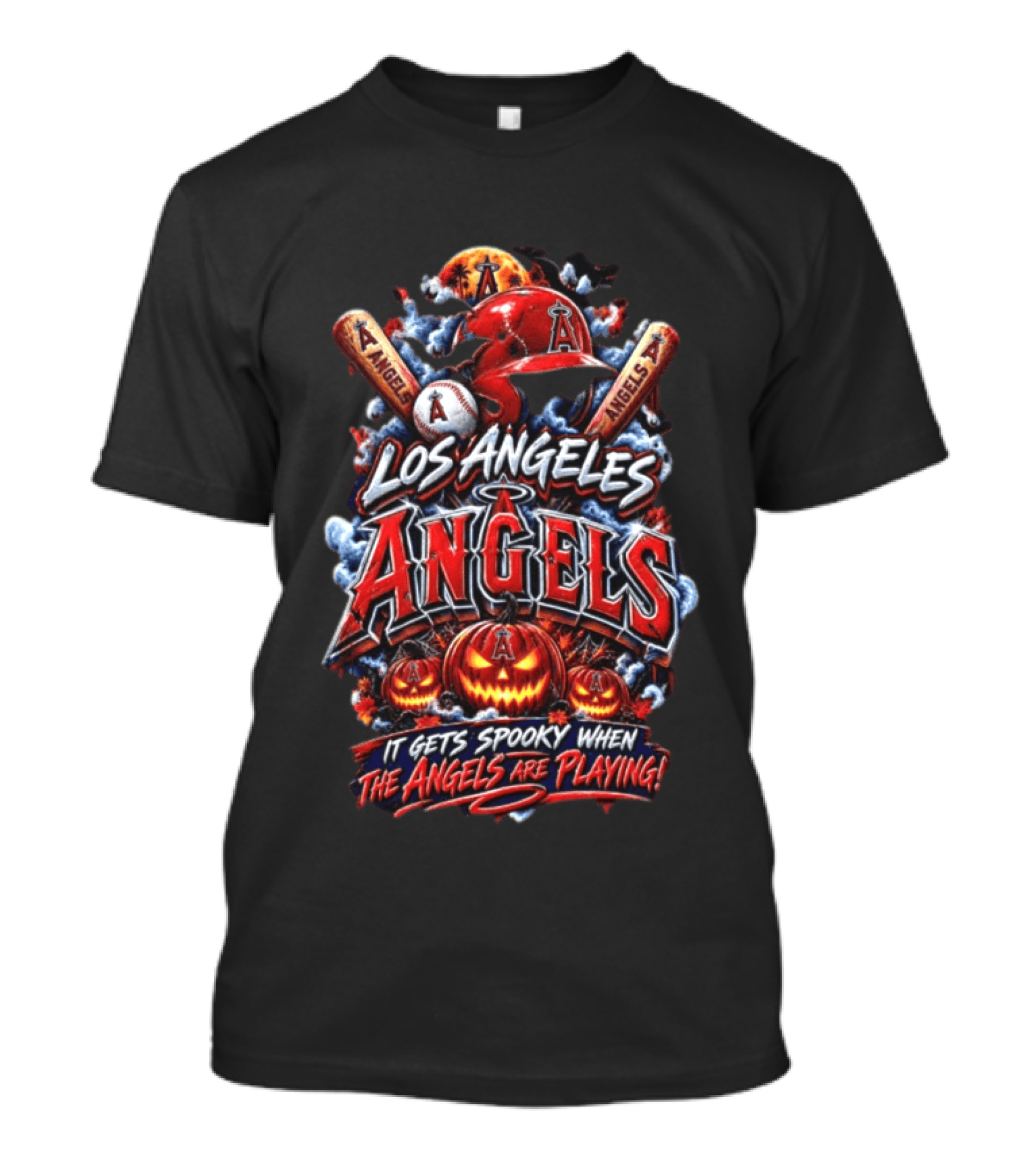 Los Angeles Angels Halloween Spooky Baseball T-Shirt