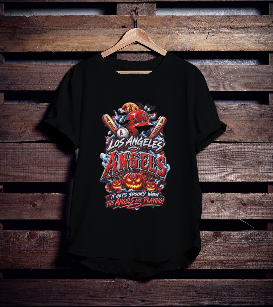 Los Angeles Angels Halloween Spooky Baseball T-Shirt