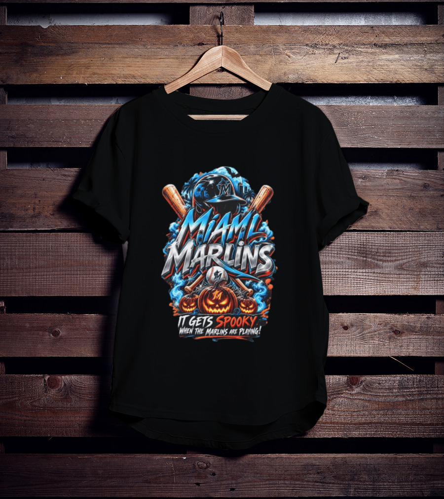 Miami Marlins MLB Spooky Halloween Baseball T-Shirt