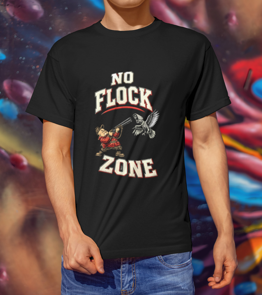 No Flock Zone Hunter With Surveillance Bird Vintage Look T-Shirt
