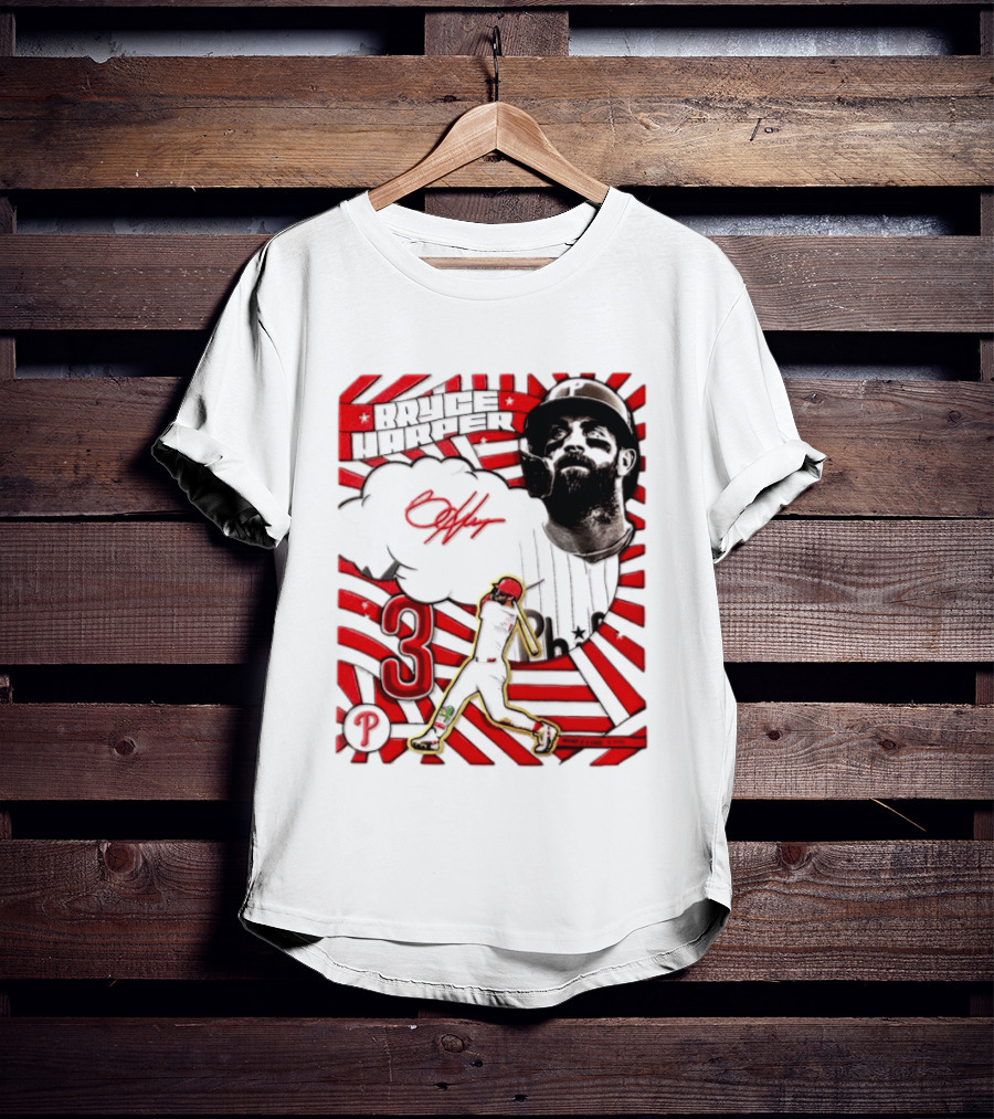 Bryce Harper Philadelphia Phillies 2026 MLB Signature Number 3 T-Shirt