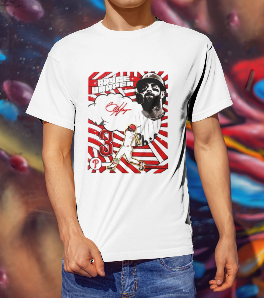 Bryce Harper Philadelphia Phillies 2026 MLB Signature Number 3 T-Shirt