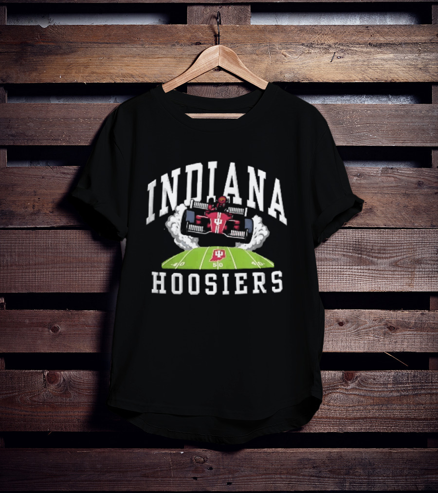 Indiana Hoosiers Race Car On Football Field NCAA Bison T-Shirt