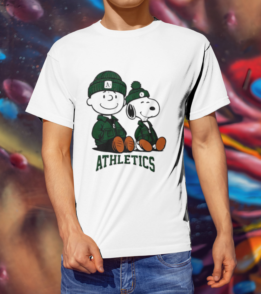 Charlie Brown Snoopy Athletics 2026 MLB Football T-Shirt