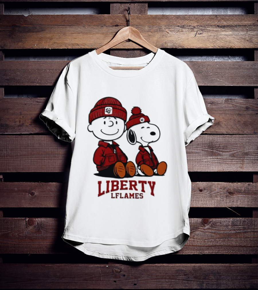 Charlie Brown Snoopy Liberty Flames NCAA Football 2026 Peanuts Collaboration T-Shirt