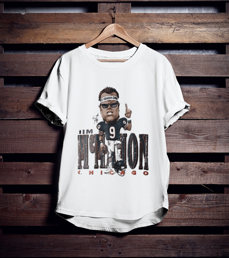 Chicago Bears Jim McMahon Were Number One Caricature Player Helmet T-Shirt
