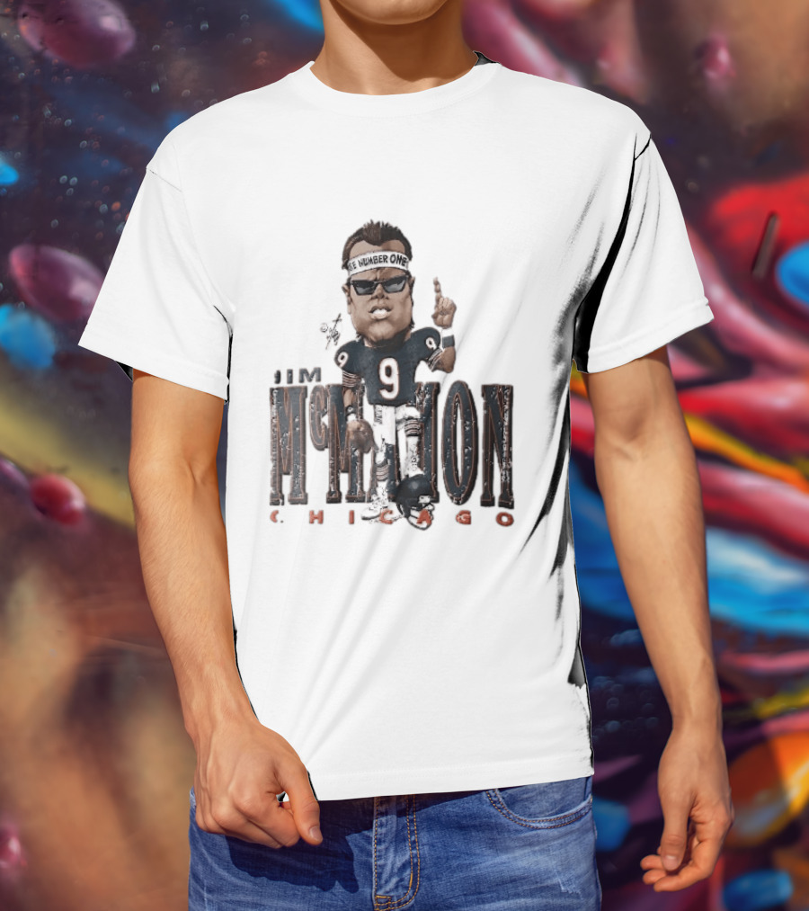 Chicago Bears Jim McMahon Were Number One Caricature Player Helmet T-Shirt