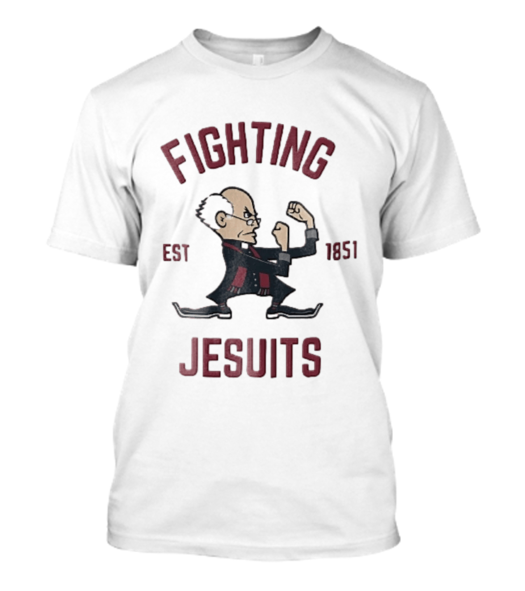 Fighting Jesuits Est 1851 Cartoon Priest In Boxing Stance T-Shirt