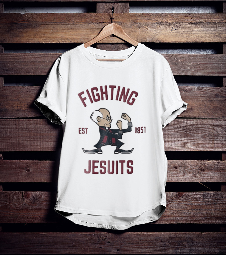 Fighting Jesuits Est 1851 Cartoon Priest In Boxing Stance T-Shirt