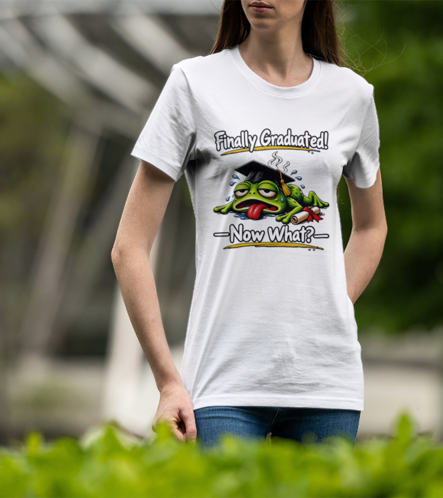 Finally Graduated Frog Now What Graduation Humor T-Shirt