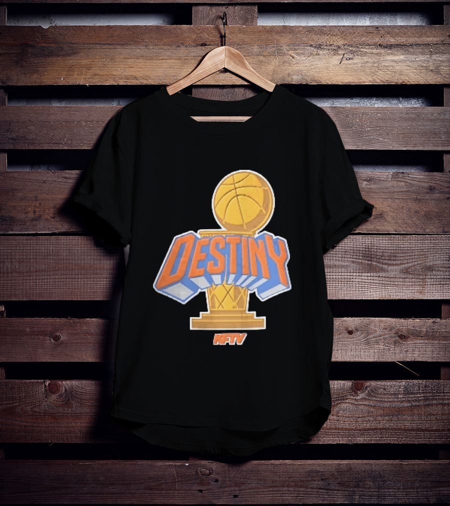 Destiny Gold Basketball Hoop Trophy Cartoon KFTV Orange Lettering T-Shirt