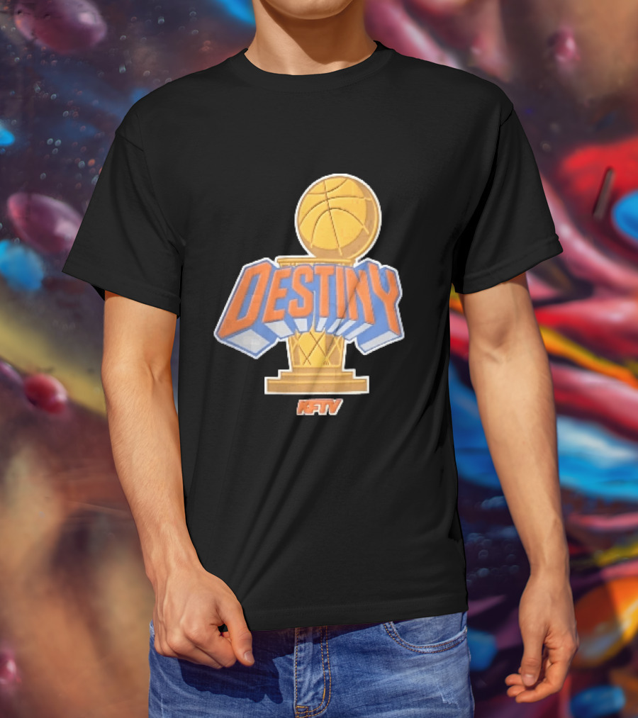 Destiny Gold Basketball Hoop Trophy Cartoon KFTV Orange Lettering T-Shirt
