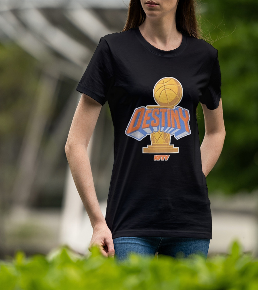 Destiny Gold Basketball Hoop Trophy Cartoon KFTV Orange Lettering T-Shirt
