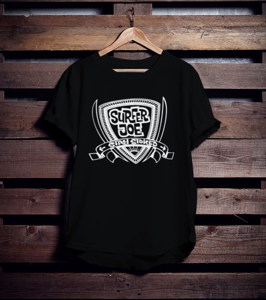 Surfer Joe Shield Emblem Surfboard T-Shirt