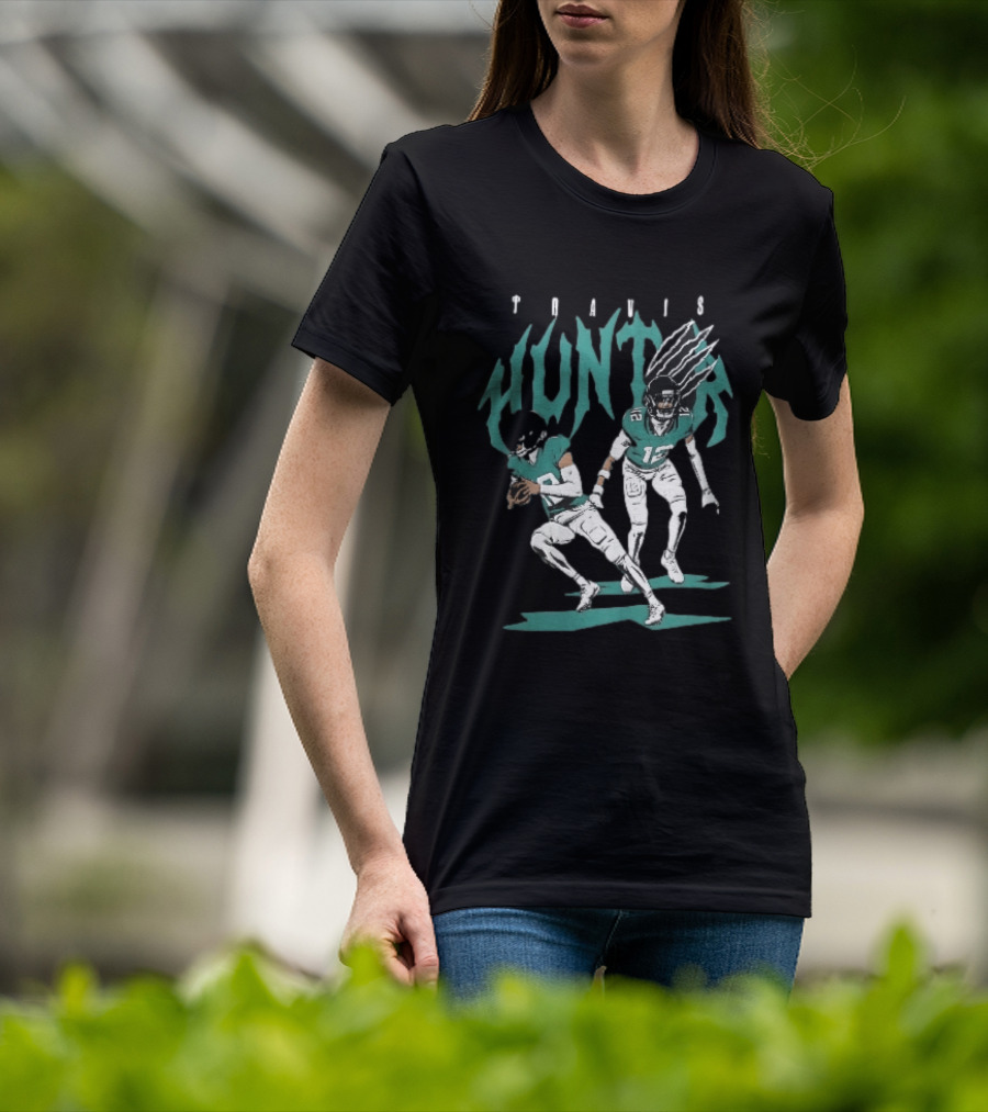 Travis Hunter Football Players Claw Marks Action Poses T-Shirt