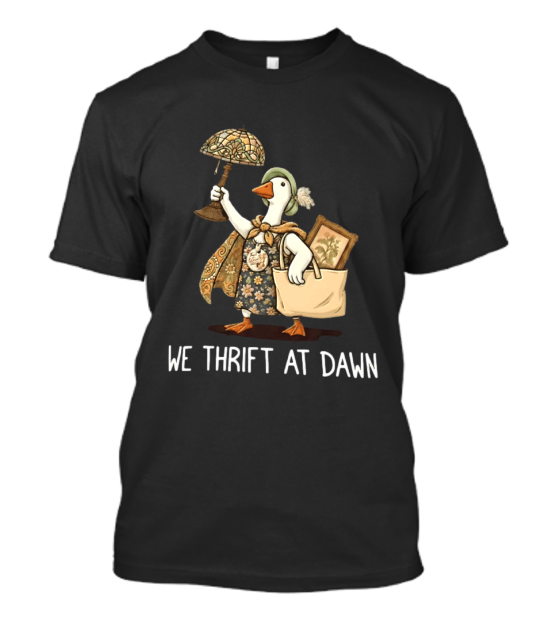We Thrift At Dawn Vintage Goose With Lamp And Bag T-Shirt
