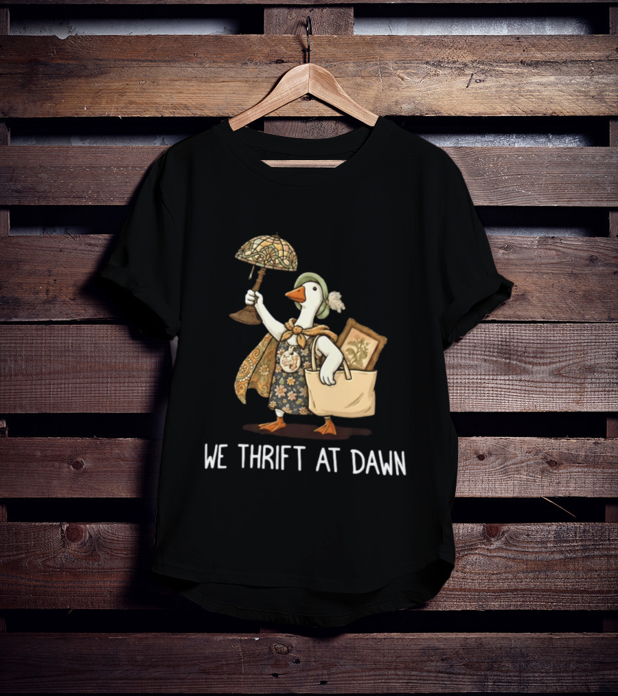 We Thrift At Dawn Vintage Goose With Lamp And Bag T-Shirt