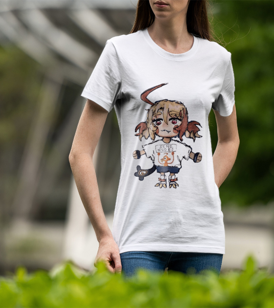 Send Nudes Chibi Anime Orange Creature Sketch T-Shirt