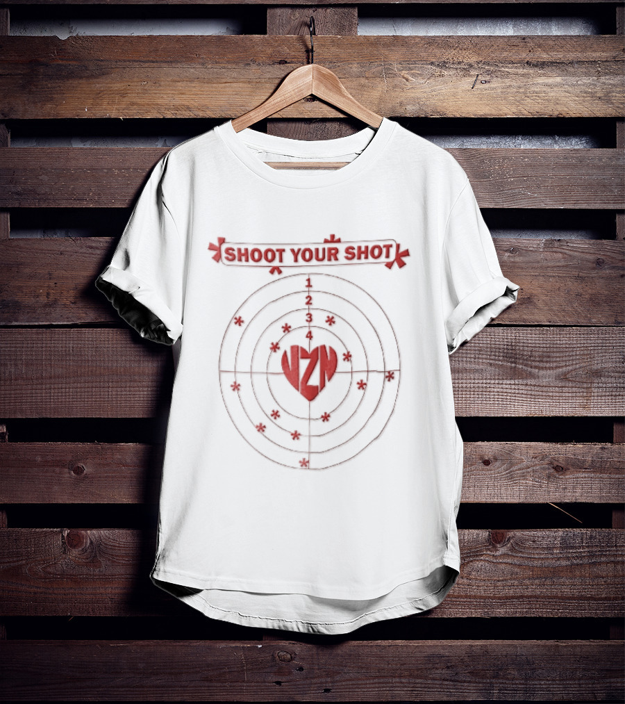 Shoot Your Shot Red Heart Concentric Target Board Vzn Asterisk Impacts T-Shirt