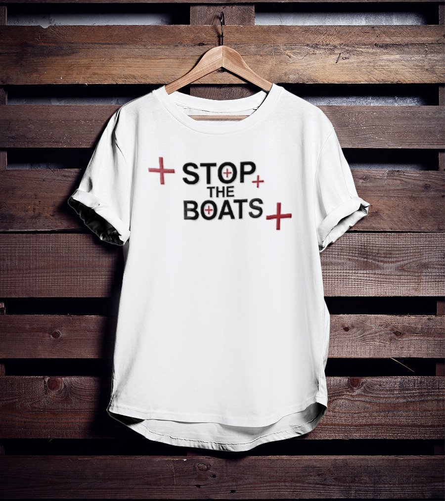 Stop The Boats Red Plus Sign T-Shirt