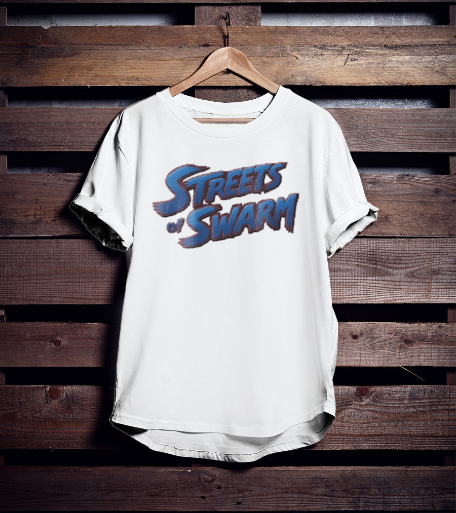 Streets Of Swarm Brushstroke Arcade Title Lettering Retro Gaming T-Shirt