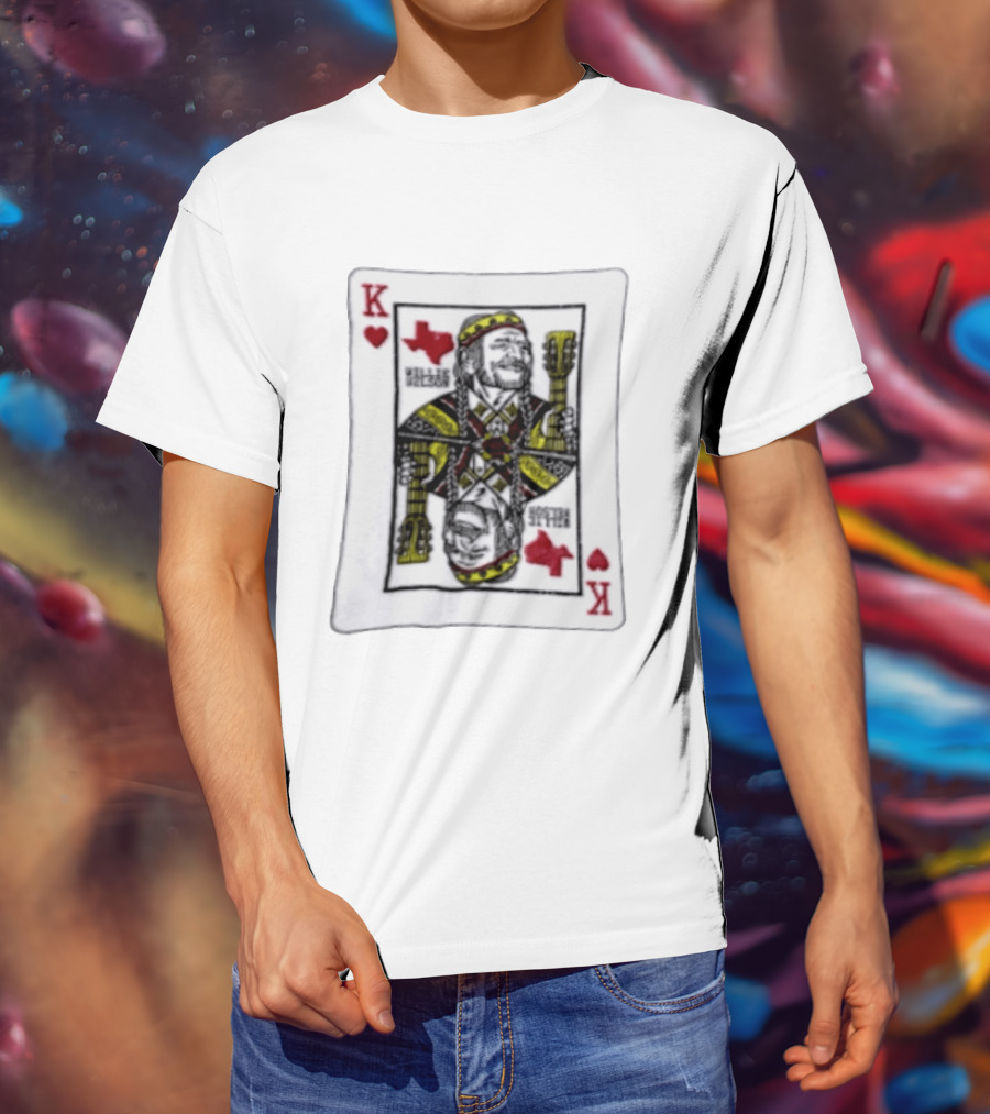 King Of Hearts Willie Nelson Texas Playing Card T-Shirt