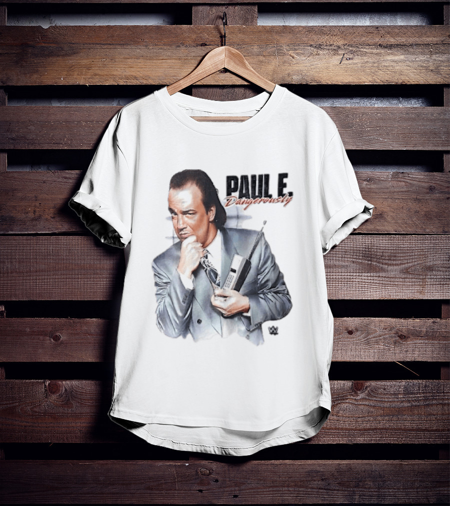 PAUL E Dangerously Manager Holding Brick Cell Phone WWE T-Shirt