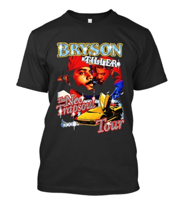 Bryson Tiller The Neo Trapsoul Tour 3D Graffiti Style Art With Yellow Car T-Shirt
