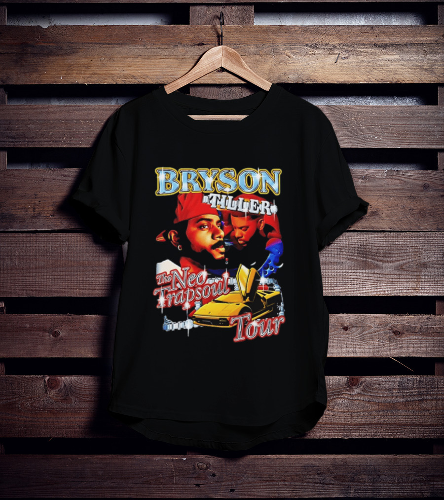 Bryson Tiller The Neo Trapsoul Tour 3D Graffiti Style Art With Yellow Car T-Shirt
