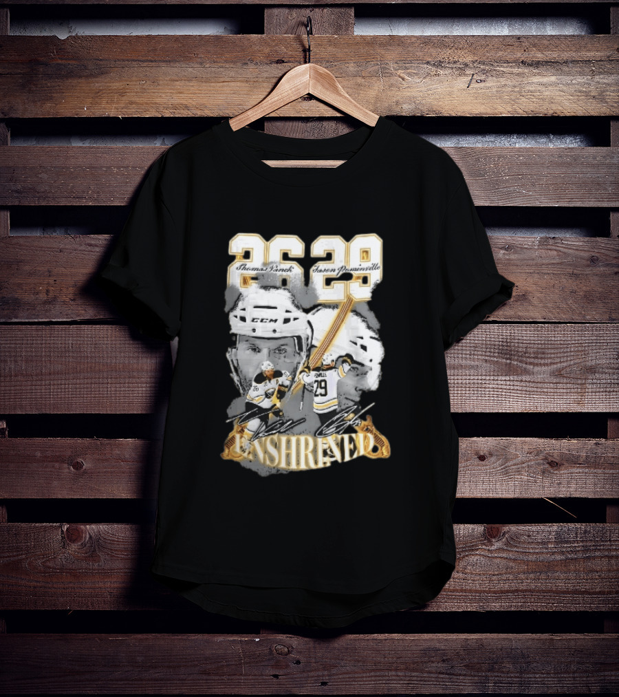 Thomas Vanek Jason Pominville 2026 Player Photos 26 29 Enshrined Buffalo Sabres Crossed Swords T-Shirt