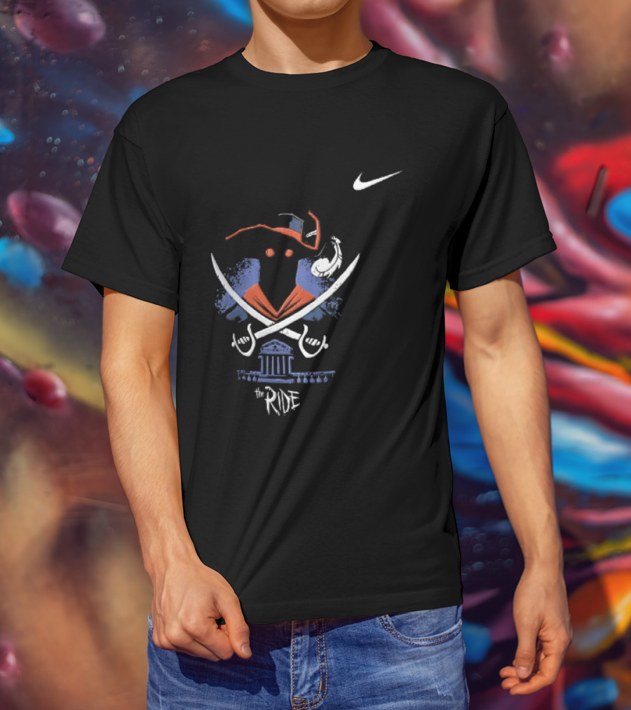 Nike Virginia Cavaliers The Ride Masked Silhouette Crossed Sabres Rotunda Building T-Shirt