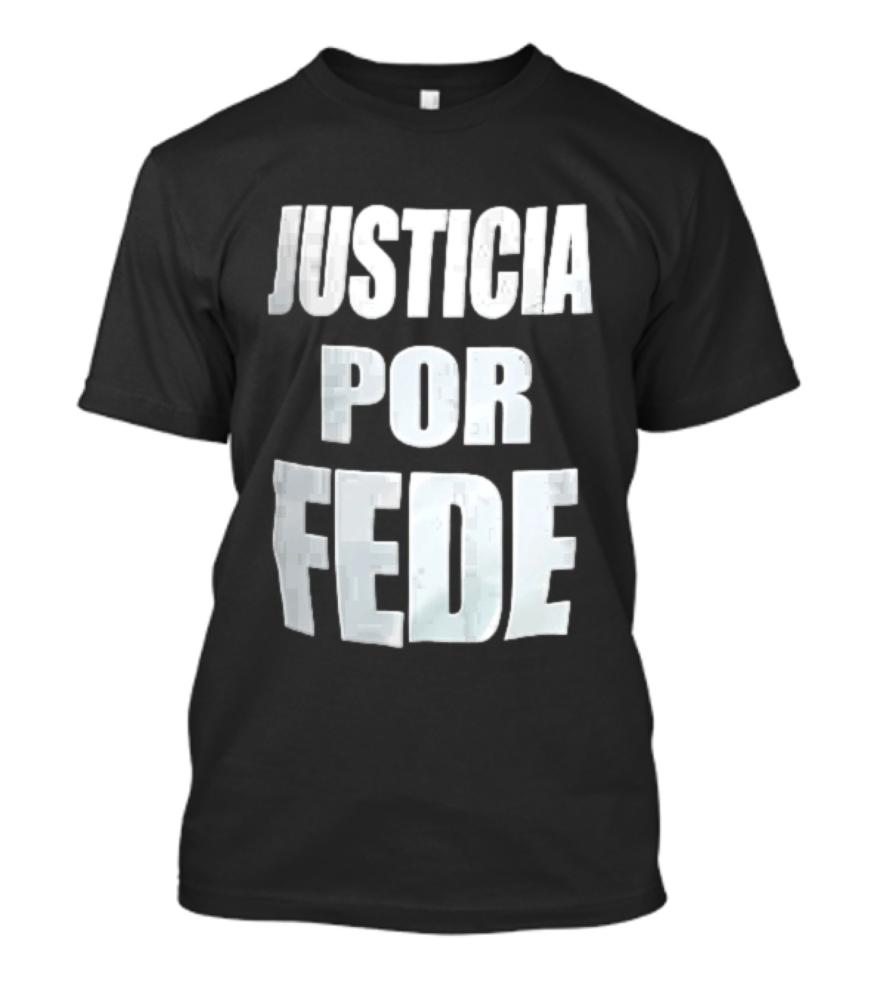 Justicia Por Fede White Block Lettering Marble T-Shirt