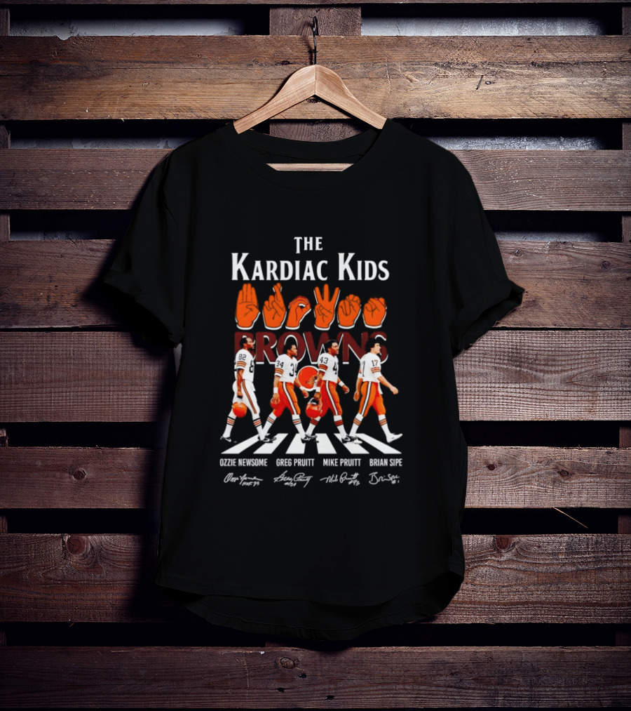 The Kardiac Kids Browns Ozzie Newsome Greg Pruitt Mike Pruitt Brian Sipe Abbey Road T-Shirt