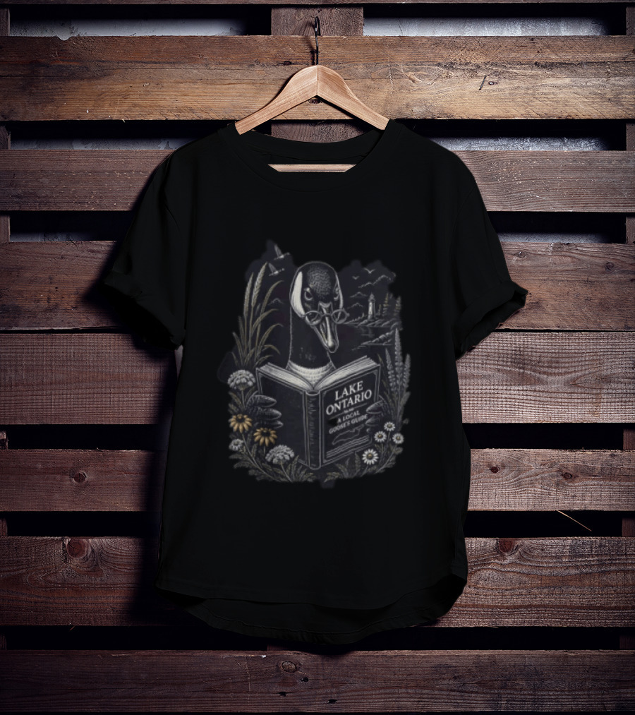 Lake Ontario Local Goose Guide With Glasses And Lighthouse Scene T-Shirt