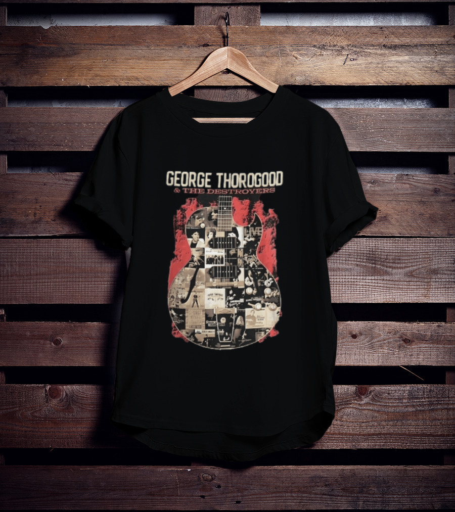 George Thorogood And The Destroyers Album Covers Guitar Collage Red Splash T-Shirt