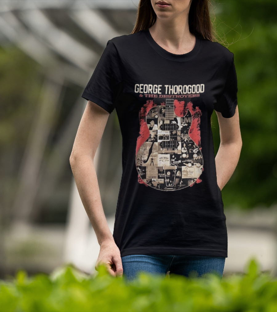 George Thorogood And The Destroyers Album Covers Guitar Collage Red Splash T-Shirt