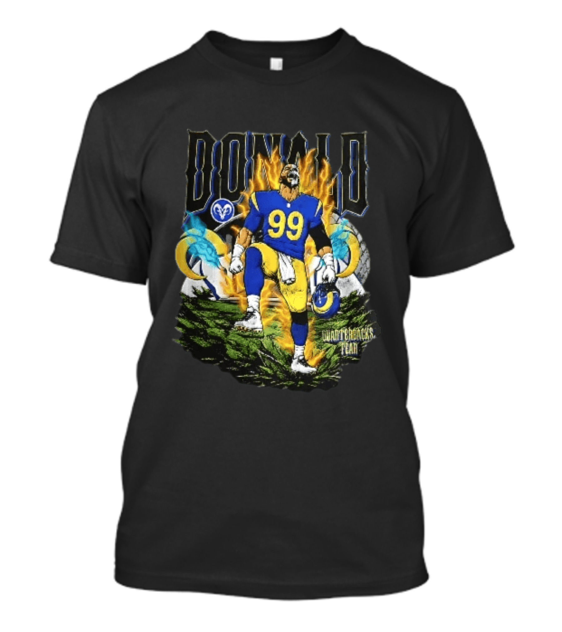 Los Angeles Rams Donald Fiery Aura Number 99 Quarterbacks Fear T-Shirt