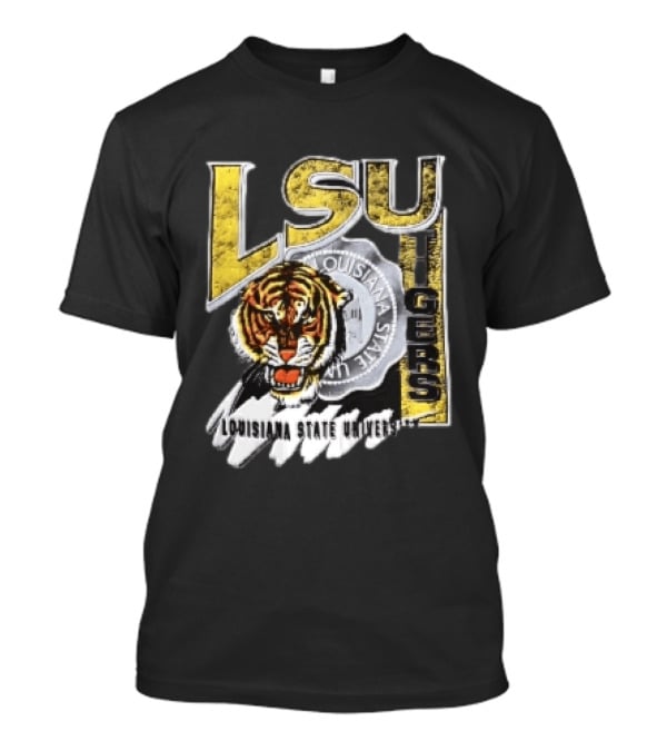 LSU Tigers Louisiana State University Tiger Head Seal Distressed T-Shirt