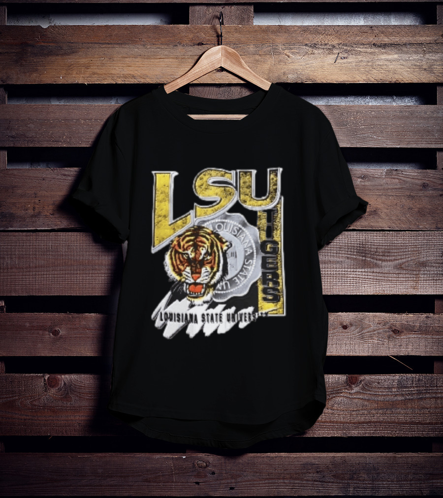 LSU Tigers Louisiana State University Tiger Head Seal Distressed T-Shirt