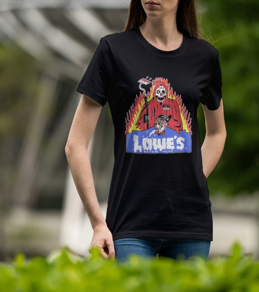 Lowes Before Hoes Hell O Death Grim Reaper Severed Head Paint Roller Cartoon T-Shirt