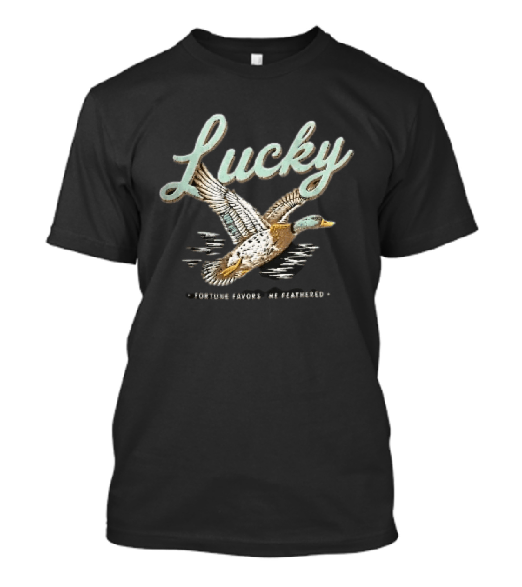 Lucky Fortune Favors The Feathered Flying Mallard Duck T-Shirt