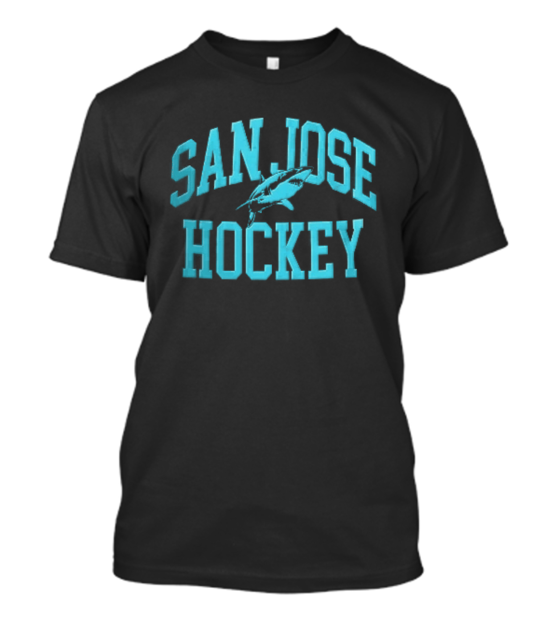 San Jose Hockey Great White Shark Arched Teal Halftone T-Shirt