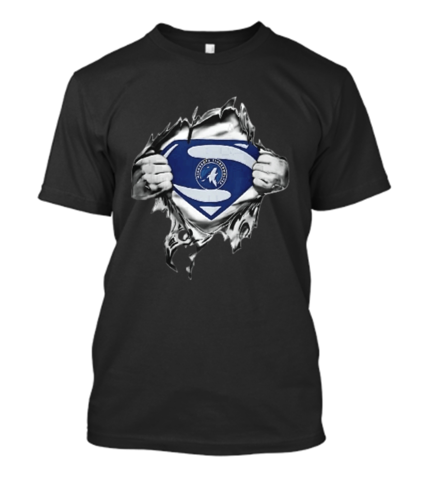 Minnesota Timberwolves Superman Emblem Ripped Chest NBA Fan T-Shirt