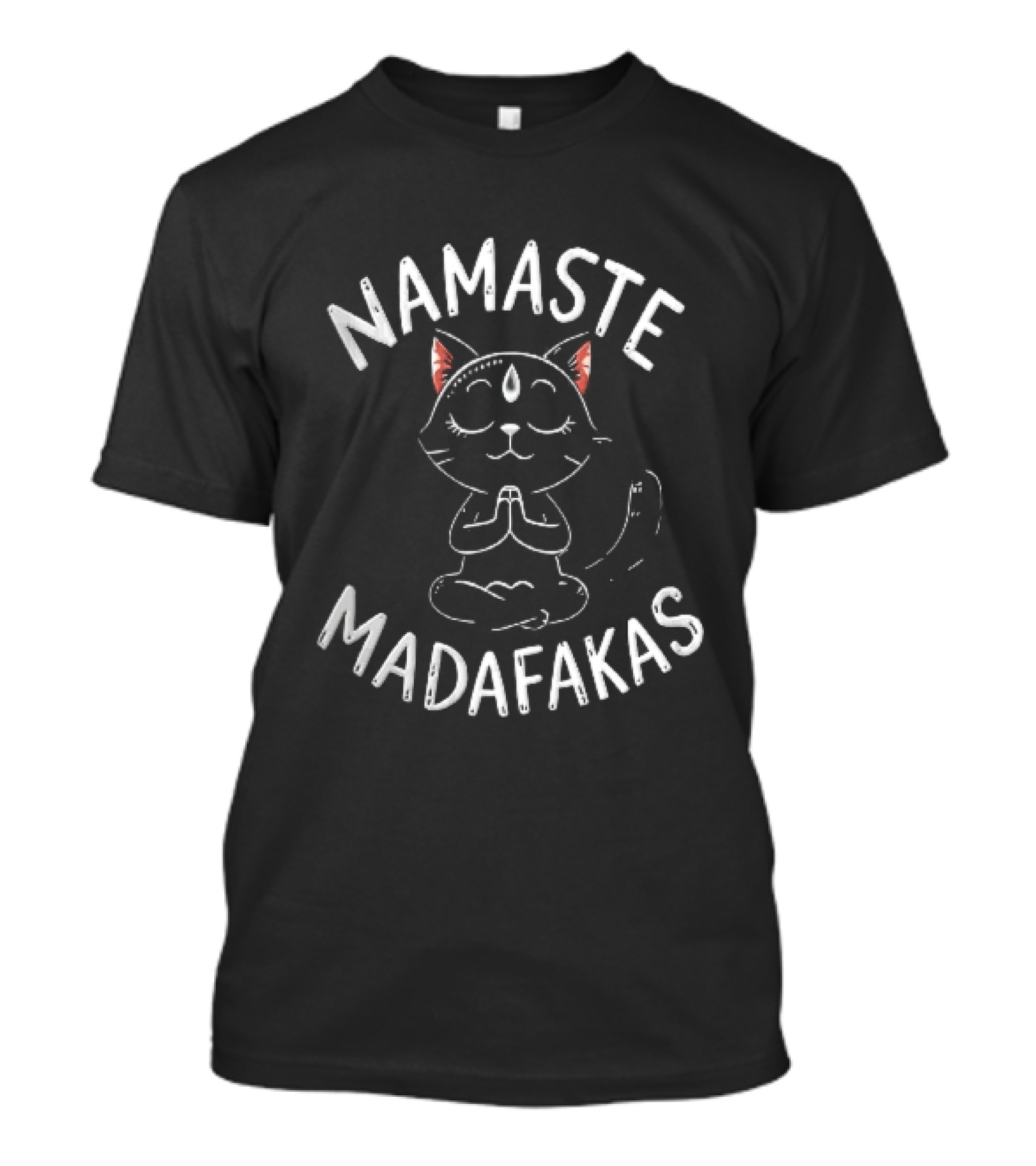 Namaste Madafakas Meditating Black Cat Lotus Pose T-Shirt