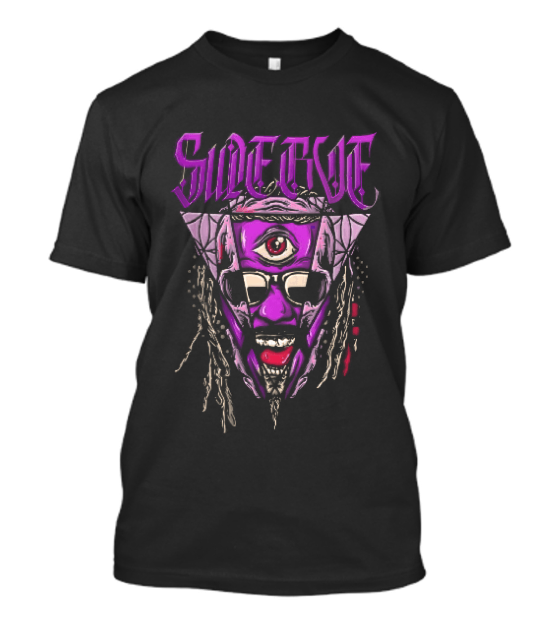 Swerve Psychedelic Third Eye Skull Dreadlocks Sunglasses T-Shirt