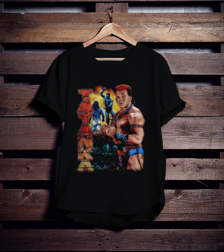 Tatanka Wrestling Legend Muscle Warrior Pose Action T-Shirt