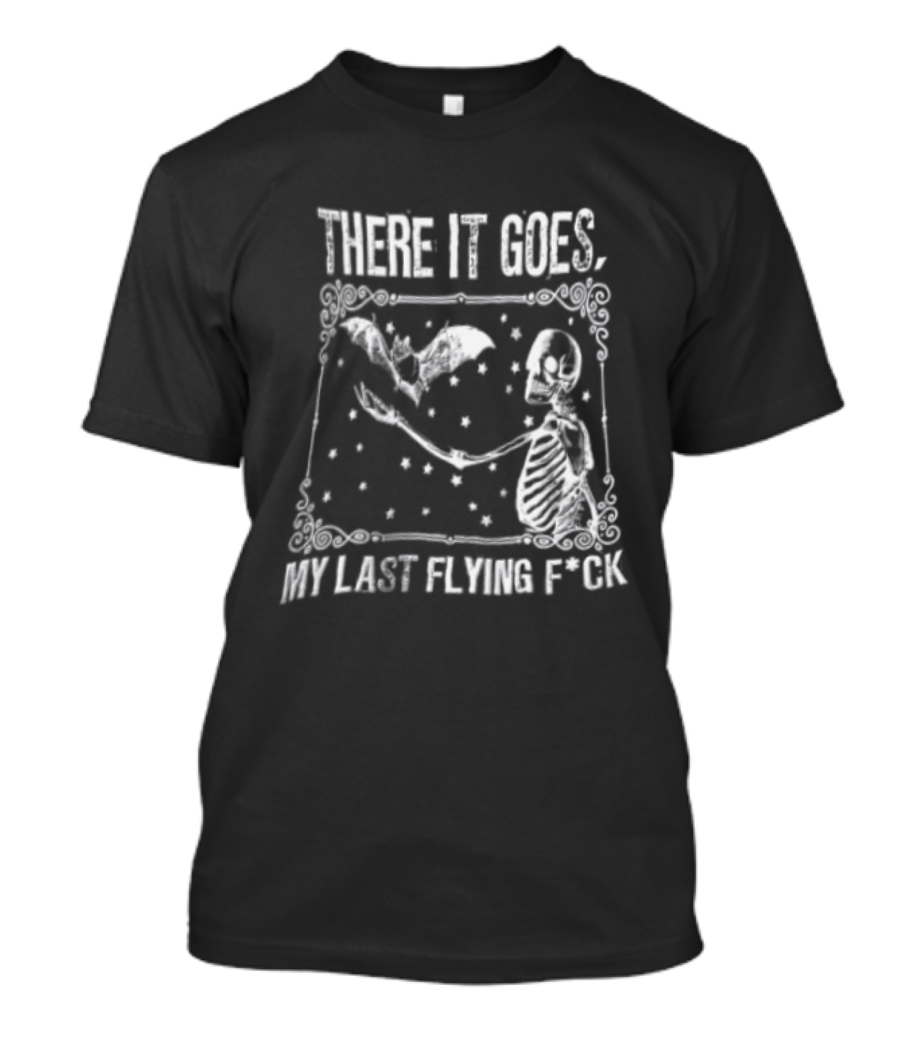 There It Goes My Last Flying F'ck Skeleton Bat Retro Vintage Halloween T-Shirt
